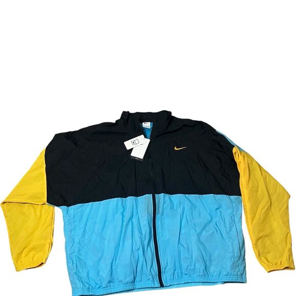 Nike Windbreaker Jacket Mens Blue Yellow Colorblock Retro Logo Streetwear XXL - Picture 2 of 12
